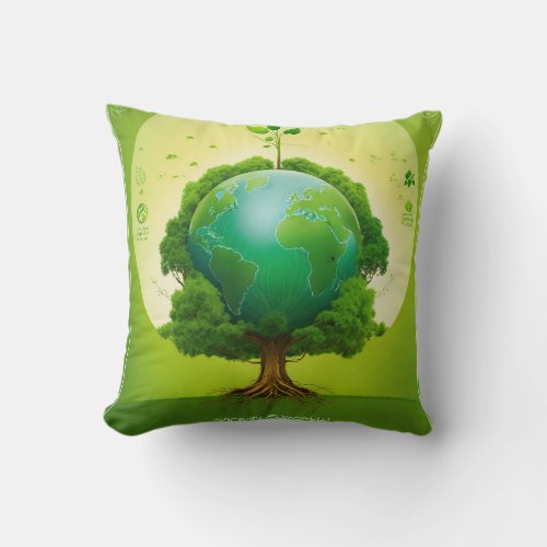 Green World Concept Poster Throw Pillow