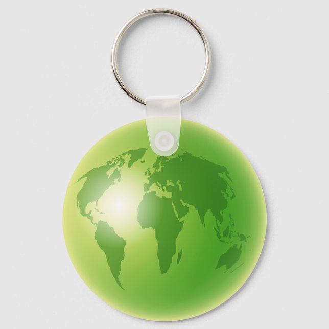 Green World Globe Keychain (Front)
