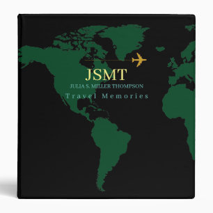 Green World Map Black International 3 Ring Binder