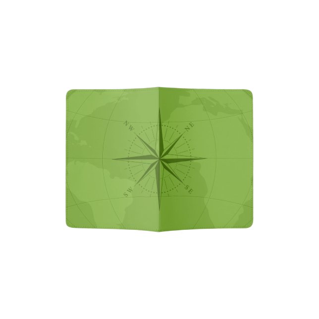 Green World Map Custom Passport Holder (Opened)