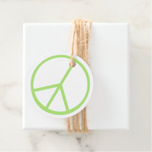 Green World Peace Sign Groovy Love Symbol Favor Tags
