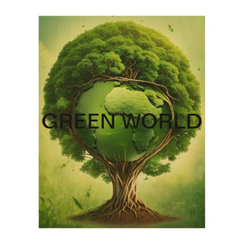 Green World Tree Wall Art _ Eco_Friendly Canvas Pr