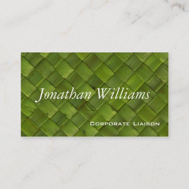 Green Woven Rattan Professional Business Cards (Front)