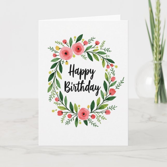 Green Wreath Birthday Card (Front)