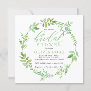Green Wreath Bridal Shower Invitation, BOHO Invitation