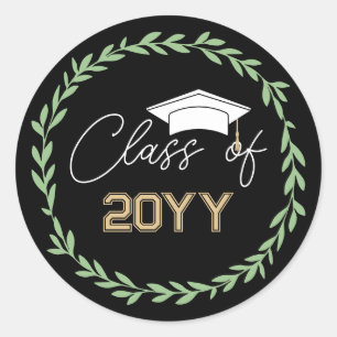 Green Wreath Class of Add Year Graduation Classic Round Sticker