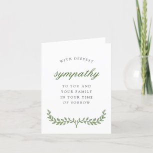 Green Wreath Elegant Sympathy Condolences Letterpress Thank You Card