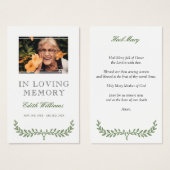 Green Wreath Funeral Mini Prayer Card (Front & Back)