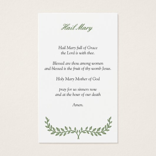Green Wreath Funeral Mini Prayer Card (Back)