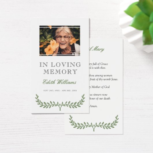 Green Wreath Funeral Mini Prayer Card (Desk)