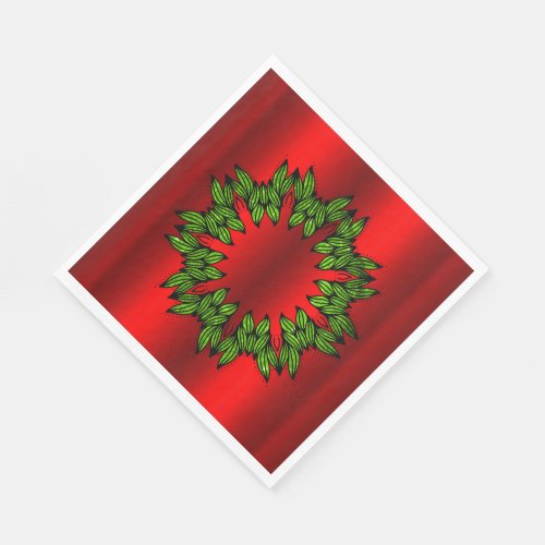 Green Wreath on Red Christmas