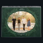 Green Wreath Photo Christmas Gift Calendar<br><div class="desc">A beautiful Christmas gift calendar featuring deep green hand-drawn wreath framing your photo on the cover with full bleed photos on each page and back cover.</div>