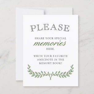 Green Wreath Sympathy Share Memories Thank You Card