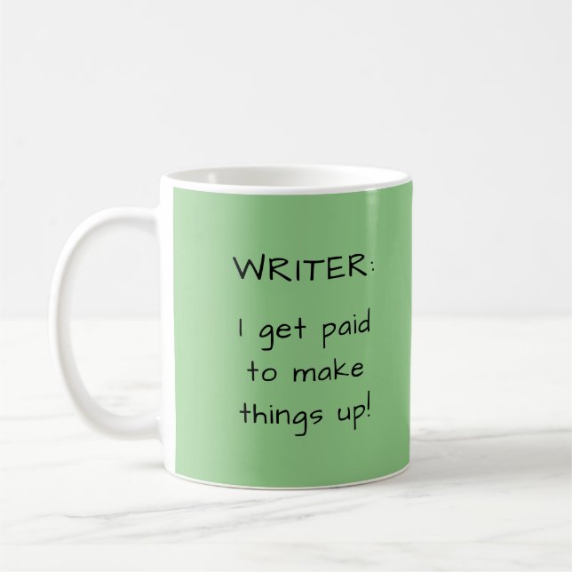 Green Writer's Pun Author Writer Gift Coffee Mug (Left)