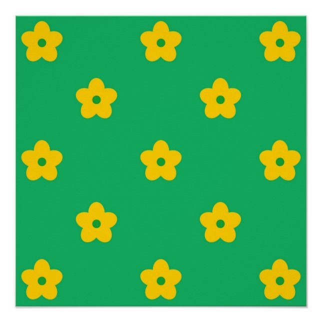 Green Y2K Bold Wildflower Vibrant Spring Art Poster (Front)