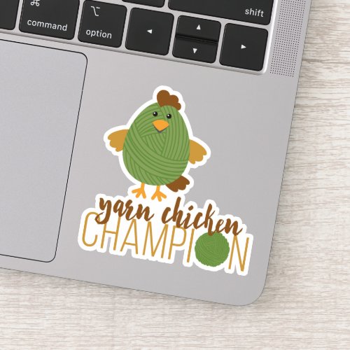 Green Yarn Chicken Champion Custom_Cut Stickers