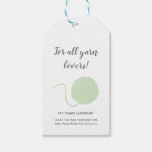 Green yarn handmade wool knitting crochet business gift tags
