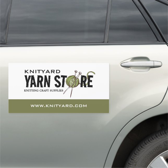 Green Yarn Store Logo, Knitting Store, Yarn Store Car Magnet (In Situ)
