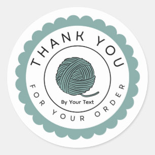 Green Yarn Thank You   Handmade Knitting & Crochet Classic Round Sticker