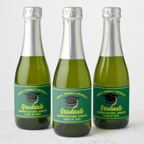 Green Yellow 2024 Congratulations Graduation Party Sparkling Wine Label