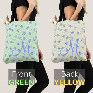 Green & Yellow 2 Side Colors Snowflakes Monogram