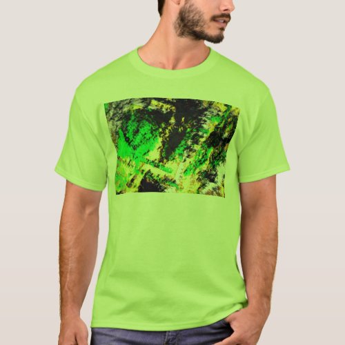Green Yellow Abstract Design T_Shirt