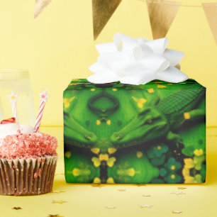 Green Yellow Alligator Crocodile Dragon Artistic Wrapping Paper