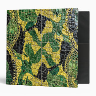 Green Yellow Alligator Crocodile Dragon Leather 3 Ring Binder