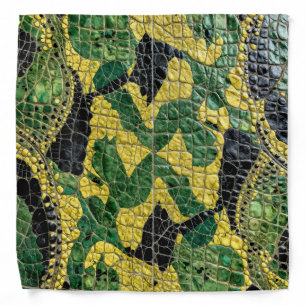 Green Yellow Alligator Crocodile Dragon Leather Bandana