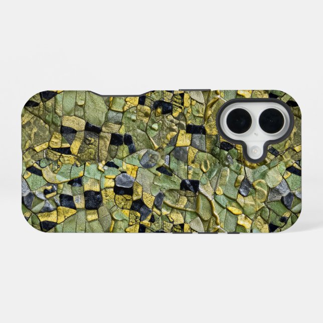 Green Yellow Alligator Crocodile Dragon Leather iPhone Case (Back Horizontal)