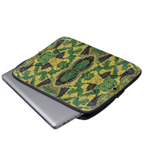 Green Yellow Alligator Crocodile Dragon Leather Laptop Sleeve