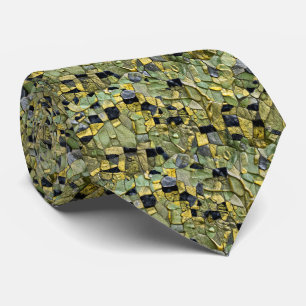 Green Yellow Alligator Crocodile Dragon Leather Neck Tie