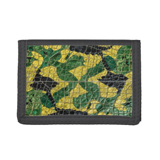 Green Yellow Alligator Crocodile Dragon Leather Tri-fold Wallet