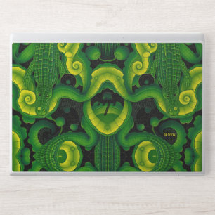 Green Yellow Alligator Crocodile Dragon Name HP Laptop Skin