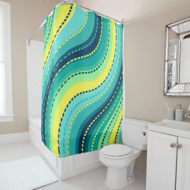 Green Yellow And Blue Highway Shower Curtain (In Situ)