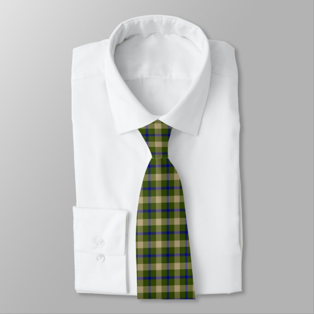 Green Yellow and Blue Plaid Men's Neck Tie (Tied)