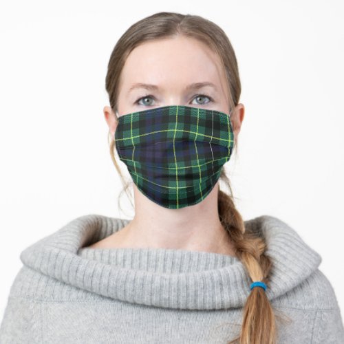 Green Yellow and Blue Scottish Tartan _ Adult Cloth Face Mask