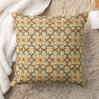 Green Yellow and Brown Faux Crochet Throw Pillow