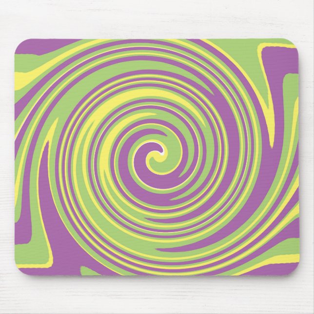 Green yellow and purple twirl pattern mouse pad (Front)