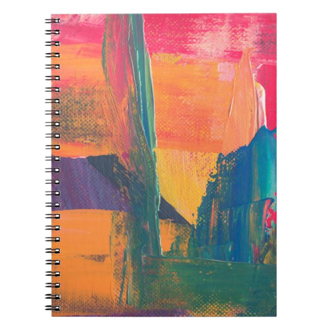 Green, yellow, and red abstract painting notebook (Front)
