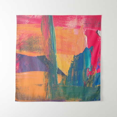 Green yellow and red abstract painting tapestry
