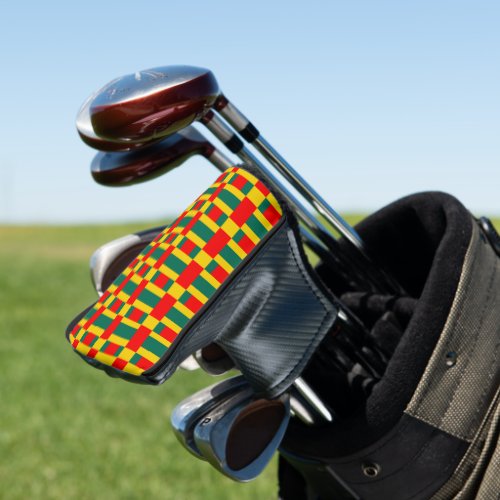 Green Yellow And Red Color Block Print Golf Head C Golf Head Cover