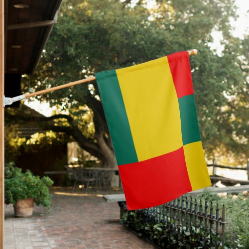 Green Yellow And Red Color Block Print House Flag