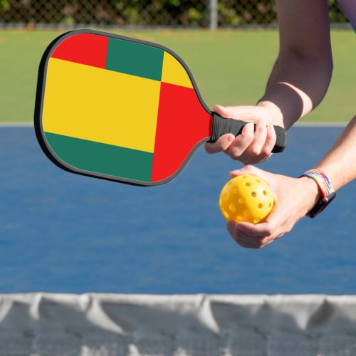 Green Yellow And Red Color Block Print Pickleball Paddle