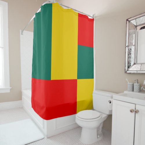 Green Yellow And Red Color Block Print Shower Curtain