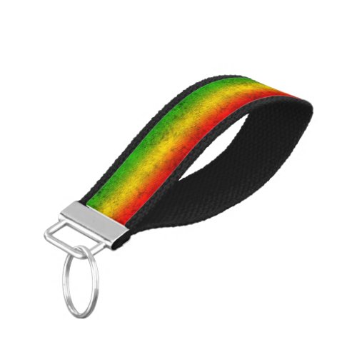 Green Yellow and Red Reggae Flag Colors Jamaican Wrist Keychain