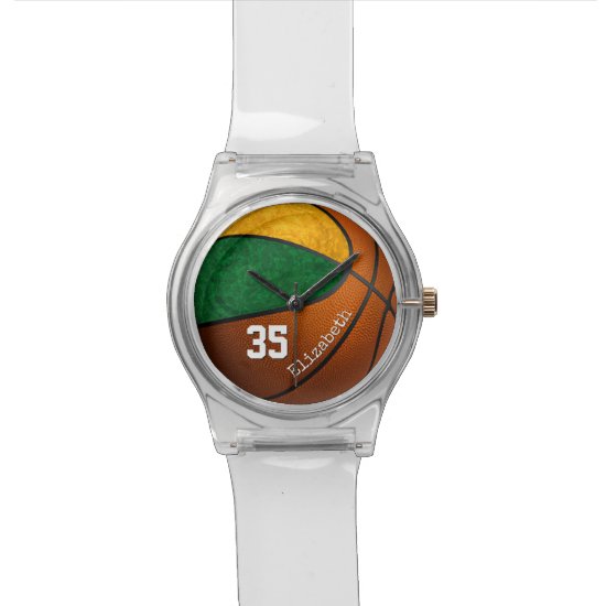 green yellow basketball team colors girls custom watch