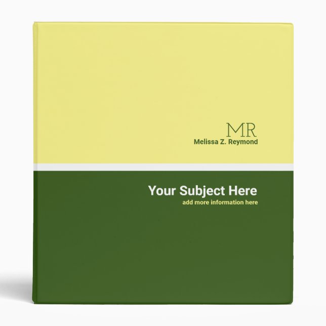 green & yellow binder with name (Front)