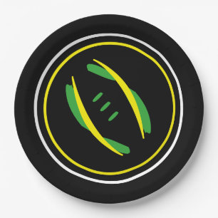 Green/Yellow/Black Artistic Football 9" Plates