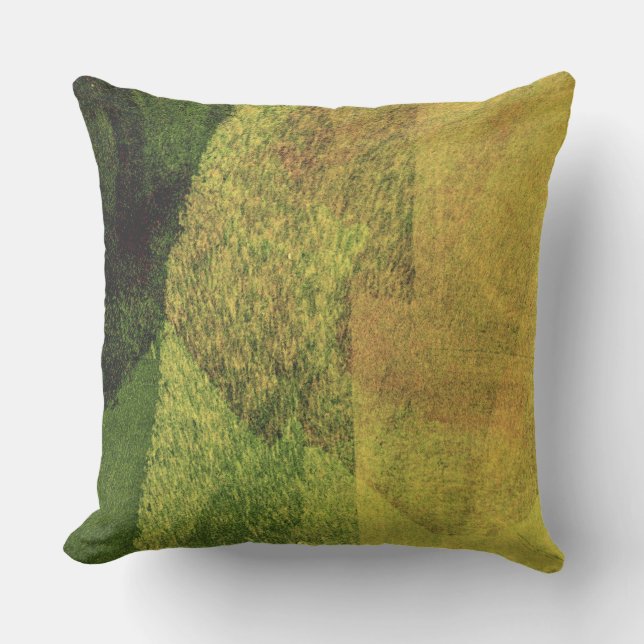 Green yellow black nature forest abstract painting outdoor pillow (Front)